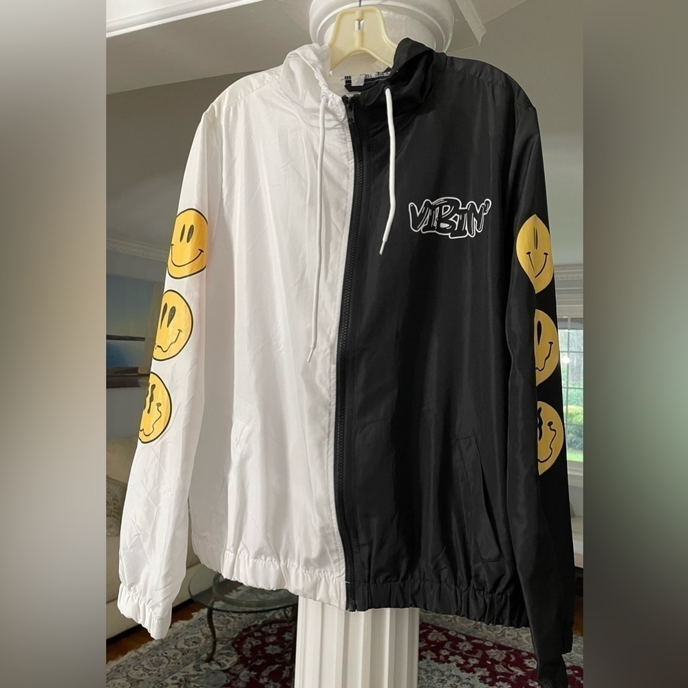Orange Kiss Vibin men’s Hoodie Jacket / windbreaker with two side pockets , zip
